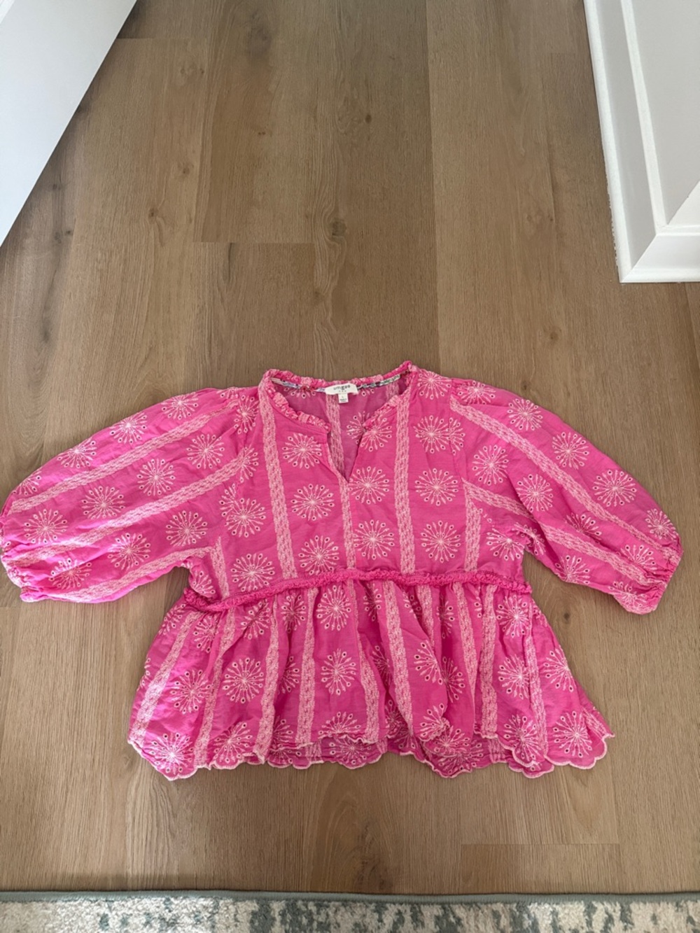 Umgee Pink Embrodiered Lace Top